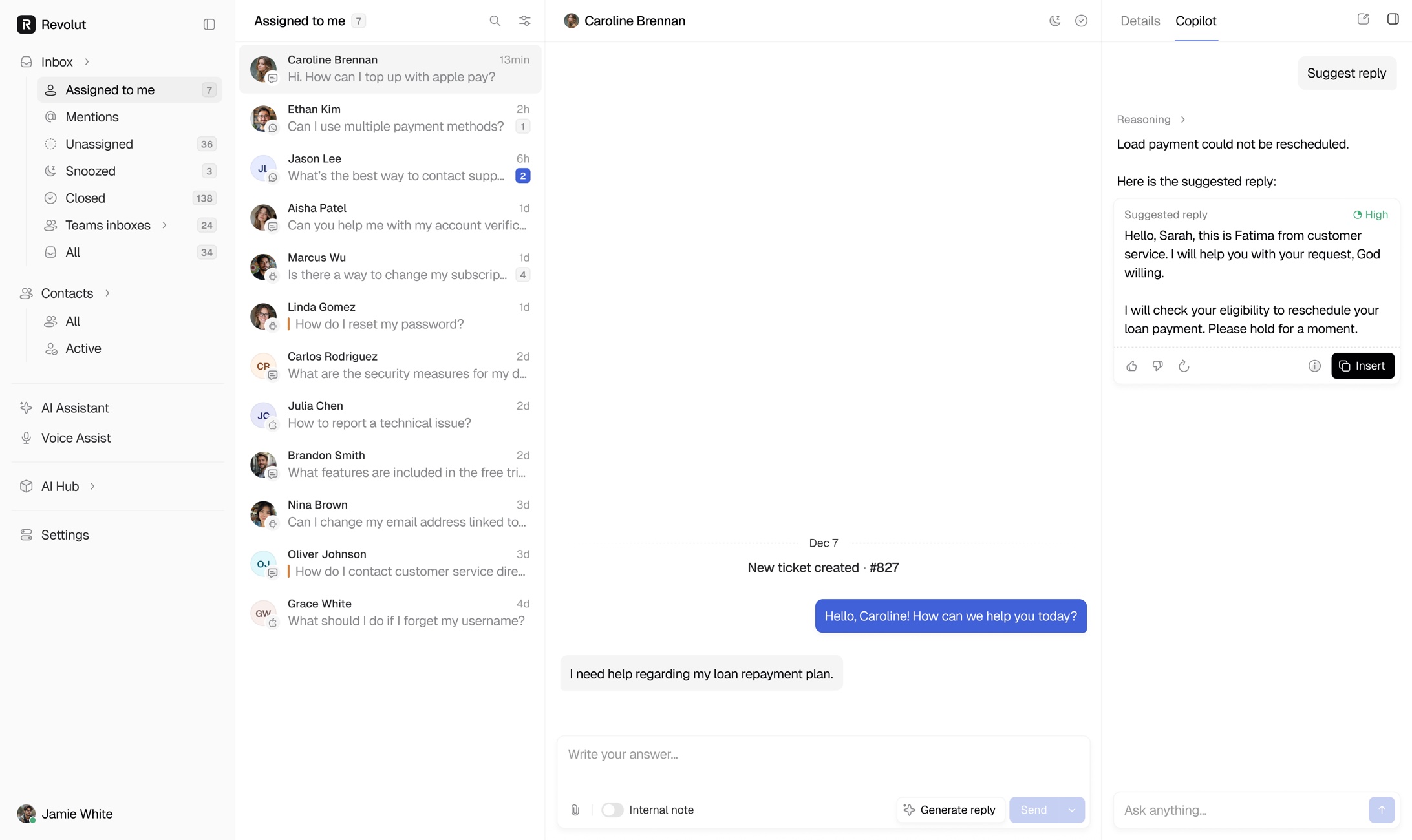 Clarity, inbox de suporte com Copilot