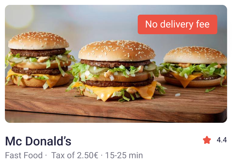 Componente: cartão de restaurante