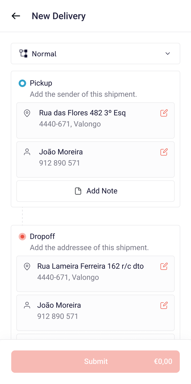 Novo envio, ecrã 10