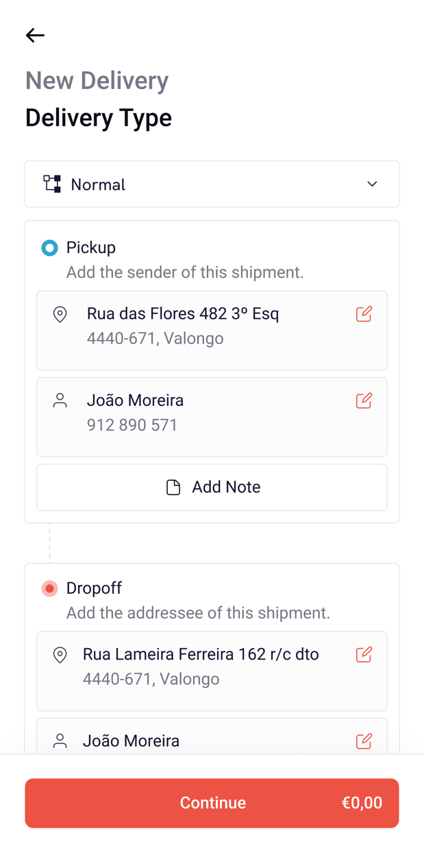 Novo envio, ecrã 12