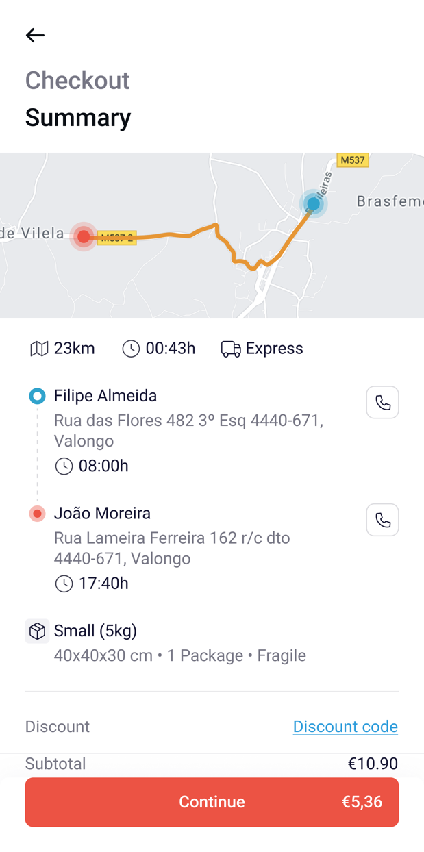 Novo envio, ecrã 24