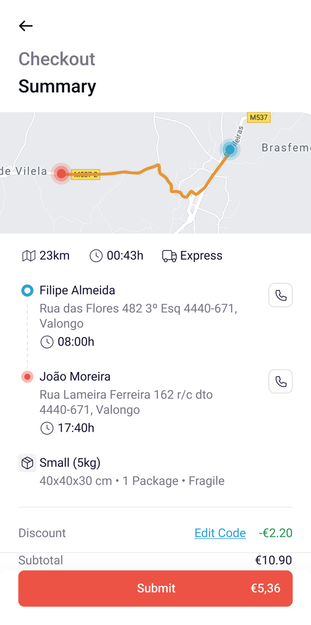 Novo envio, ecrã 27