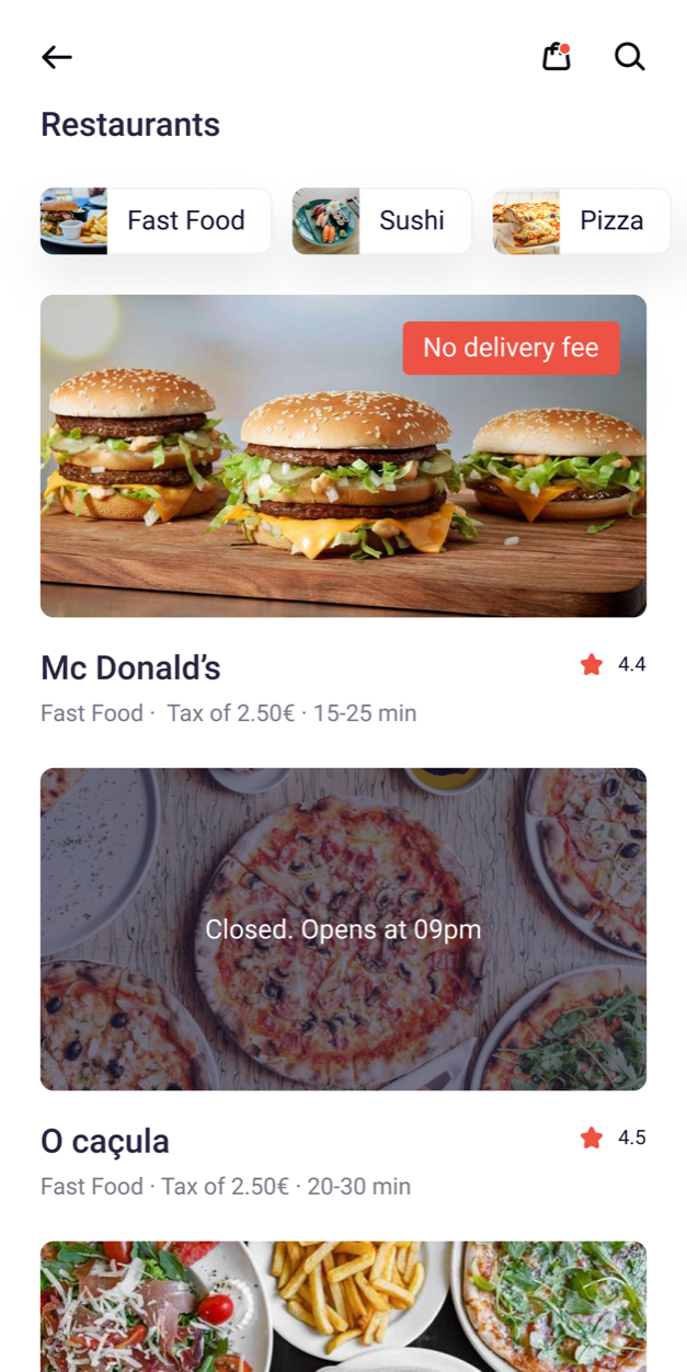 YouShip, restaurantes