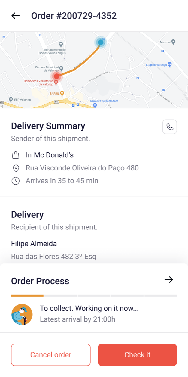 Detalhe da encomenda